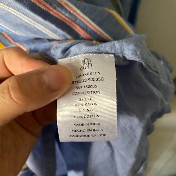 🦋 ANTHROPOLOGIE DRA Blue Tiered Stripe Mini Dress - Picture 8 of 8